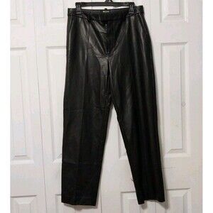 Madewell The Fairbanks Black Straight Leg Faux Leather Pants Women's Size 6
